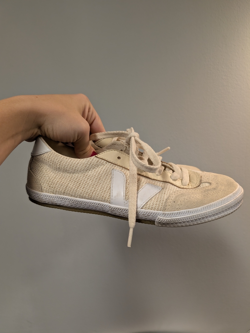 Veja Volley Canvas Cream and White Women's Lace-Up Sneaker 5